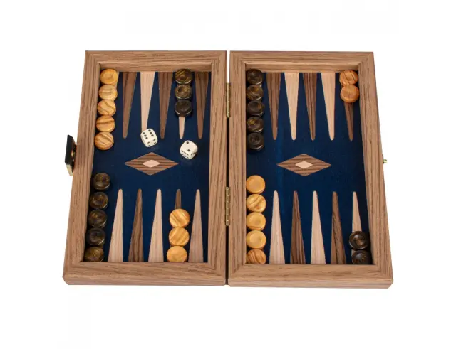 Σετ Χειροποίητο Τάβλι Premium Walnut with Blue Oak Manopoulos από Ξύλο με διαστάσεις 20x12cmTKO4