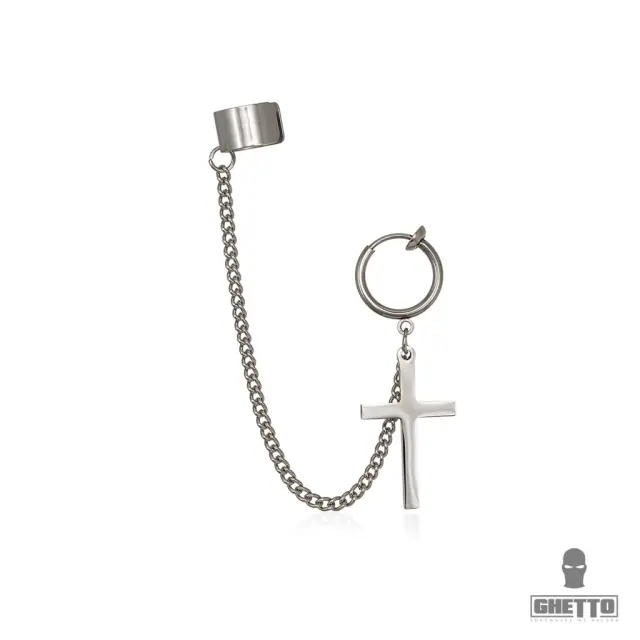 Ghetto Kpop Ear Chain Cross Buckle Stainless Steel Earring 1pcs