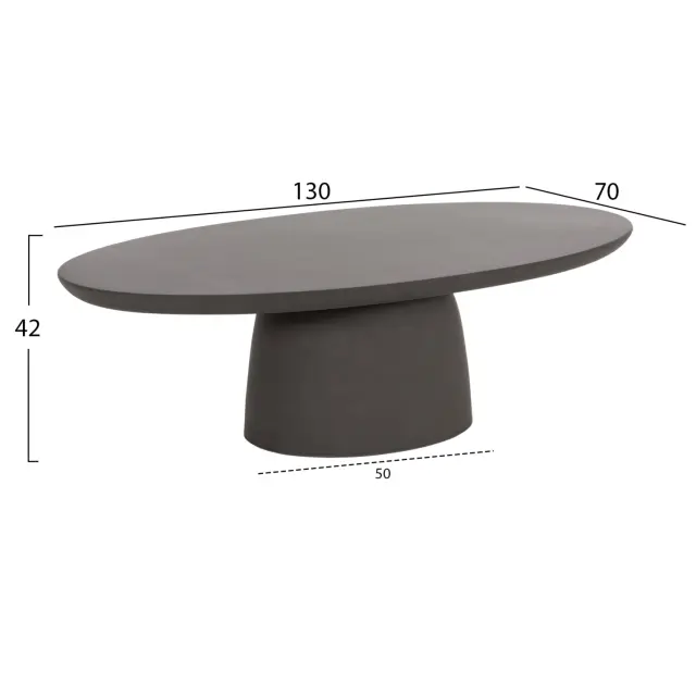 ΤΡΑΠΕΖΙ ΣΑΛΟΝΙΟΥ ΟΒΑΛ FB96594.01 ΓΚΡΙ FIBER CEMENT 130x70x40Υεκ 2