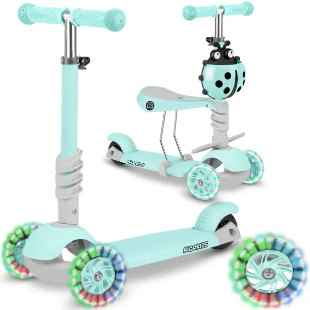 Ricokids Buggy Μέντα παιδικό πατίνι ισορροπίας 3 τροχών με ρυθμιζόμενο τιμόνι και φωτιζόμενους τροχούς