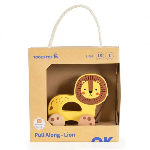 Ξύλινο Συρόμενο Λιοντάρι TJ008 Tooky Toy 6972633376347 2