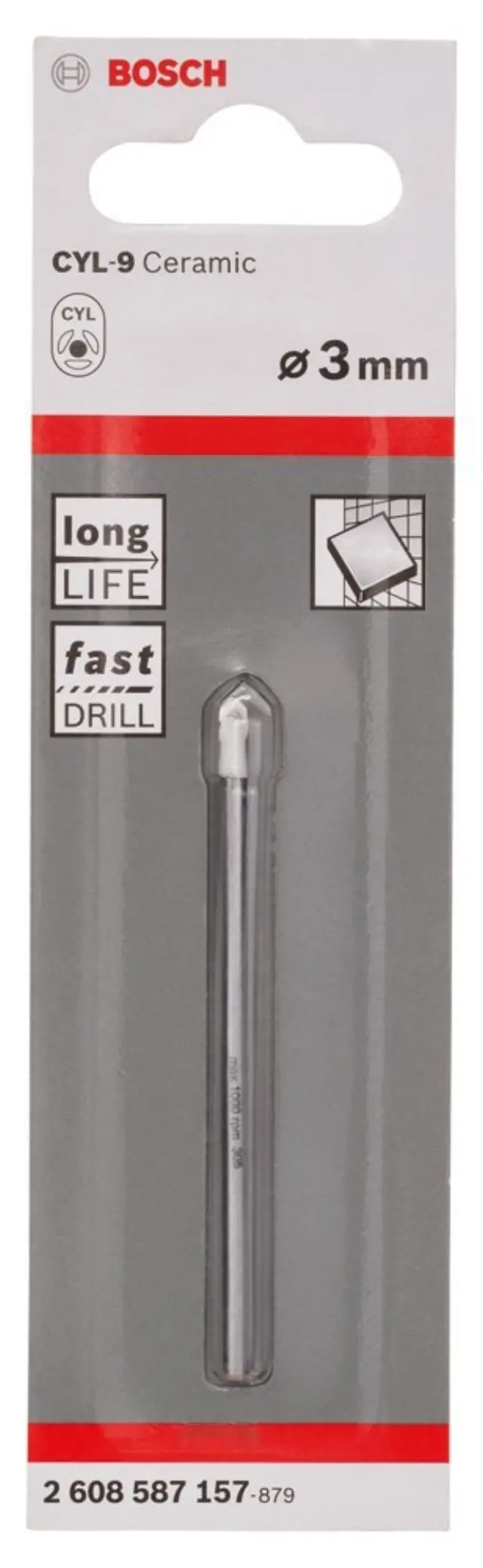 Τρυπάνι Για Γυαλί & Κεραμικά Bosch 2608587157 Φ.3x70mm