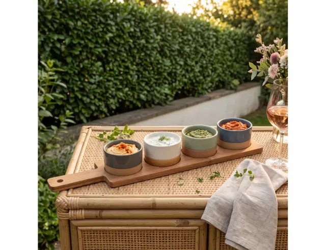 Σετ Σερβιρίσματος Excellent Houseware με 4 κεραμικά μπoλ και δίσκο - 5 τεμάχια 210001100