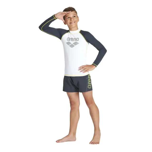Arena Boy's Rash Vest Longsleeve UV Sun Protection Tee Άσπρο - Γκρι 003146-155 (Arena) 3