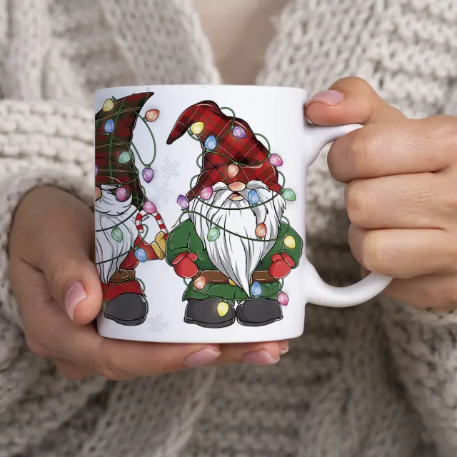 κούπα κεραμική χριστουγεννιάτικη gnomes με συσκευασία δώρου