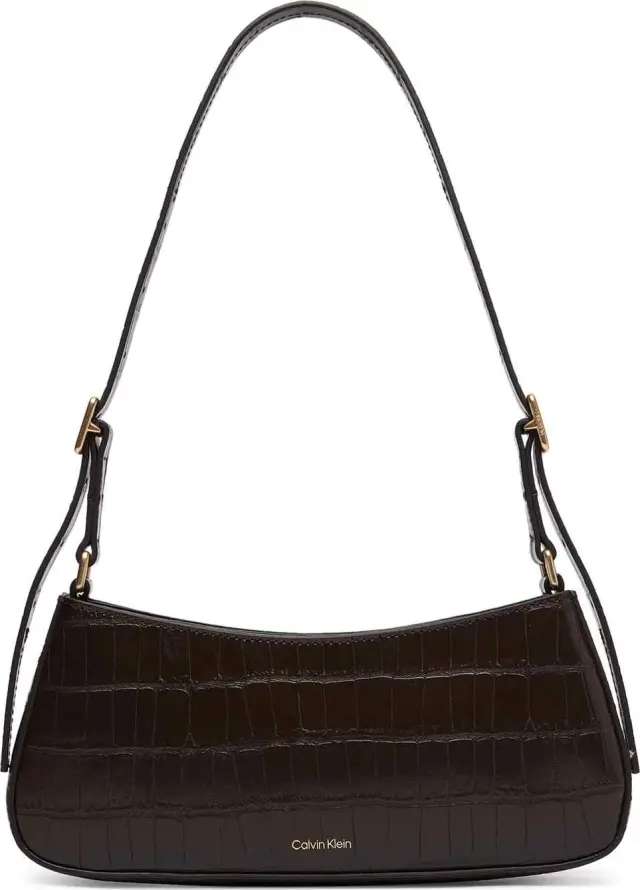 Calvin Klein Γυναικεία Μικρή Τσάντα CK Croc Small Shoulder Bag Σκούρο Καφέ 3