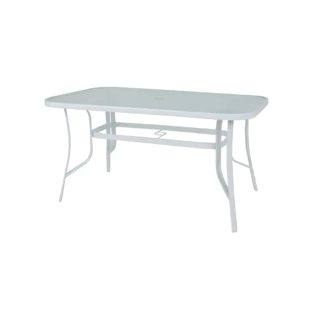Τραπέζι RIO Μέταλλο/Γυαλί Άσπρο/Clear 140x80x71cm