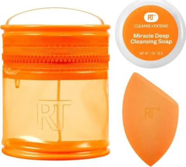 Real Techniques Miracle Blend + Cleanse Set Σετ Σφουγγαράκια & Καθαριστικό 3 Τεμάχια