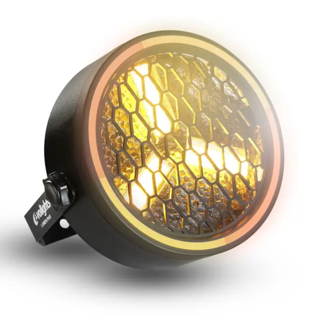 EVOLIGHTS LUMEN PAR spotlight vintage retro stage lighting LED DMX 3x30W WW COB + 51x0.2W SMD 5050 RGB ring effect mounting bracket