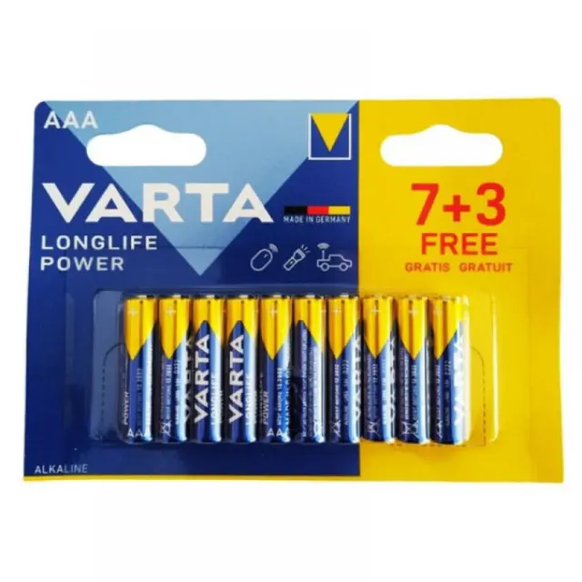 VARTA LONGLIFE POWER ALKALINE BATTERY AAA LR03 10 UNIT