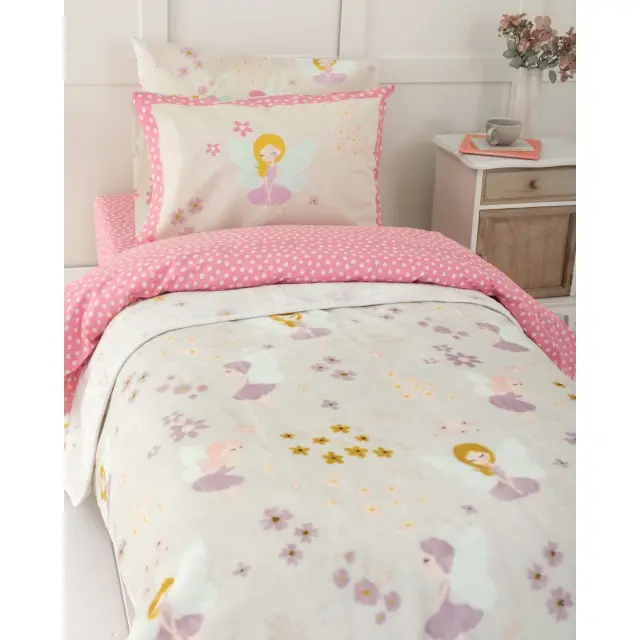 Nima Kids Κουβέρτα Βελουτέ Ημίδιπλη 180x220 - Fairielle Μπεζ, Ροζ 3