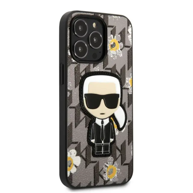 Karl Lagerfeld® Iconic Flower Body Back Cover Προστατευτική Θήκη Σιλικόνης για iPhone 13 Pro- Grey