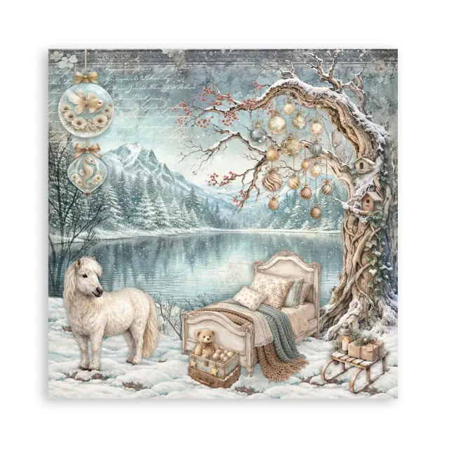 Χαρτιά scrapbooking 22τεμ, 20.3×20.3cm Stamperia, White Christmas 3