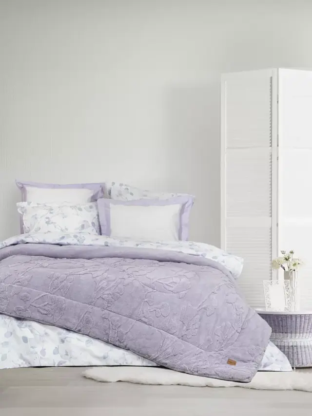 Κουβερτοπάπλωμα 240x260 King Size 720gsm Fleece-Sherpa Elara 100% Πολυέστερ- Lilac