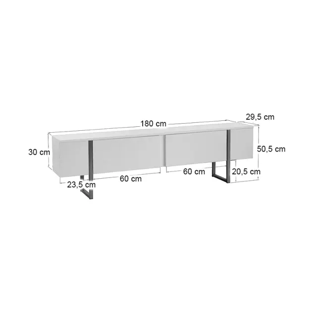 Έπιπλο τηλεόρασης Luxe Megapap χρώμα λευκό - μαύρο 180x30x50εκ. 3