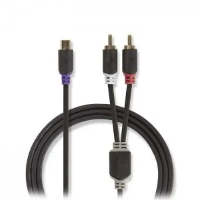 Nedis καλώδιου ήχου από 2x RCA αρσ. σε RCA θηλ. 0.20m, σε ανθρακί χρώμα (CABW24020AT02) 3