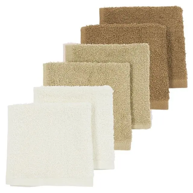 Σετ 6 Λαβέτες Πετσετάκια White/Sand/Toffee (30x30cm) - Meyco
