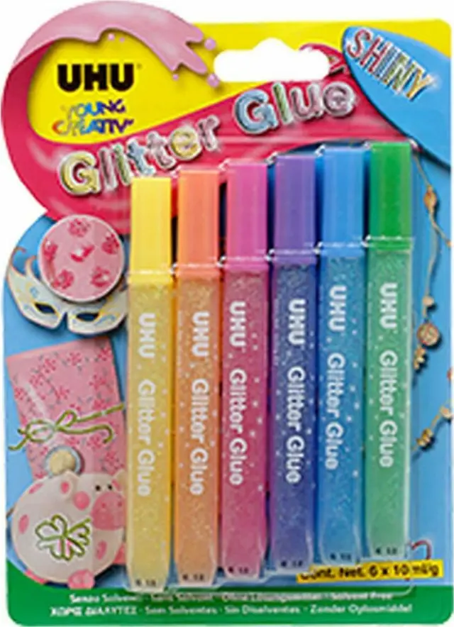 UHU Glitter Glue Shinny Κόλλα 6τμχ των 10ml / 39086 (UHU)