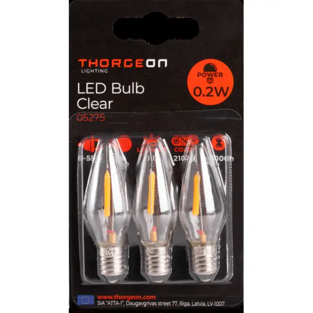 LED Bulb Clear 0.2W E10 8-55V 12Lm 2100K