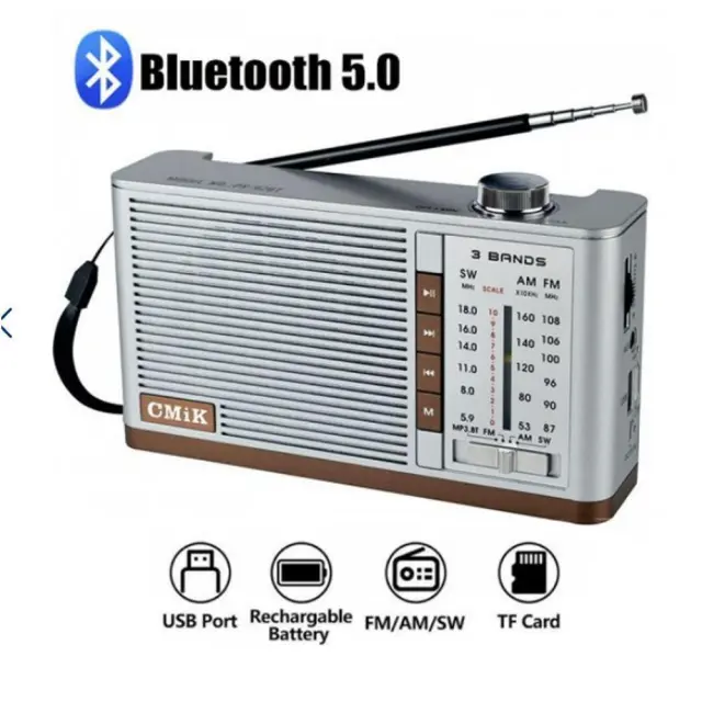 CMiK MK-999BT Φορητό Ραδιόφωνο Επαναφορτιζόμενο με Bluetooth και USB Γκρι 2