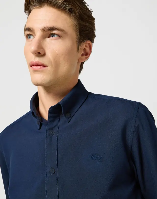Wrangler Ανδρικό Πουκάμισο Oxford 112357241 – Dark Navy - S 3