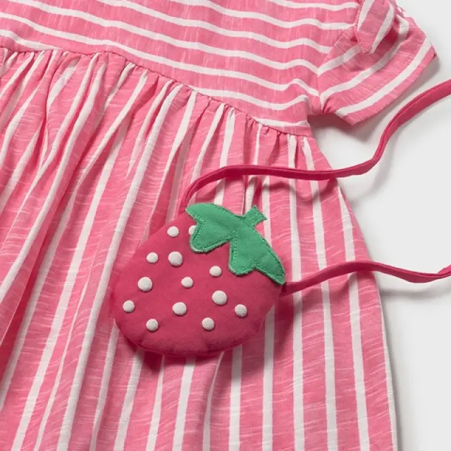 Baby 6 μηνών έως 4 ετών Φόρεμα ριγέ με τσάντα γερανί 2