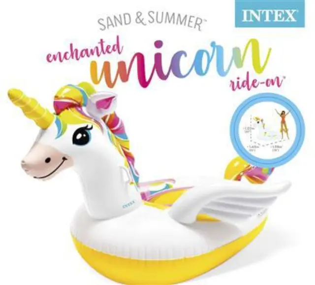 Intex Unicorn Ride On (57561NP) - Θαλάσσια Βόλτα Με Μονόκερο - Δύο Σταθερές Λαβές - Δύο Θάλαμοι Αέρος - 201x140x97εκ. - 3+Χρ. 2