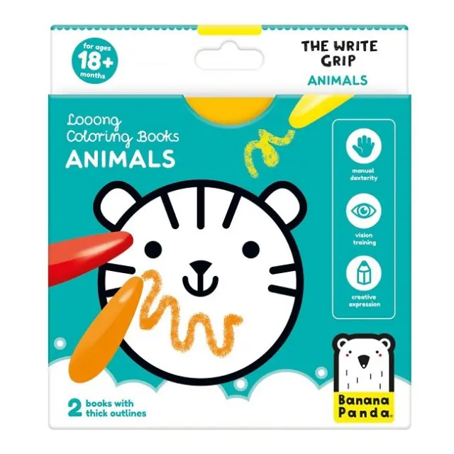Banana Panda Looong Coloring Books Βιβλία Ζωγραφικής 3 Years+ Animals, 2τμχ