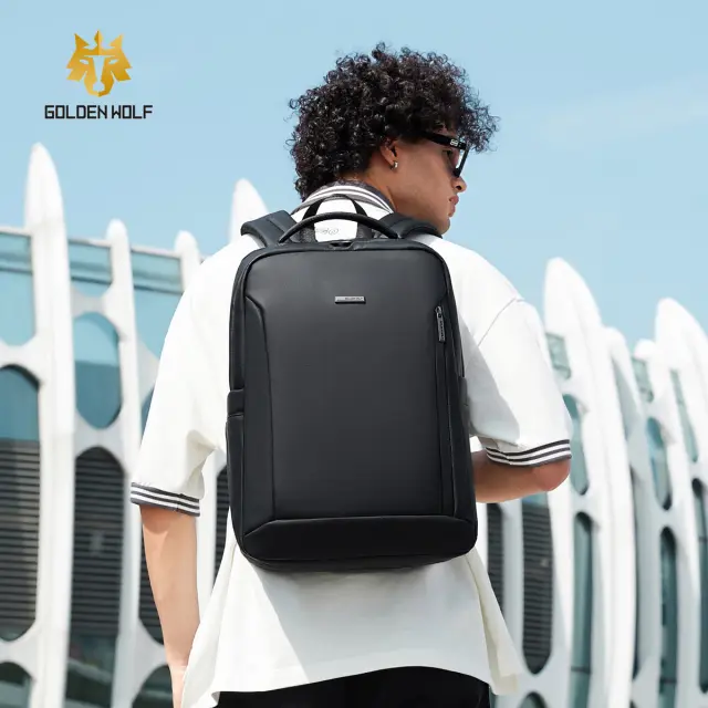 GOLDEN WOLF τσάντα πλάτης GB00731 με θήκη laptop 15.6", 17L, μαύρη 2