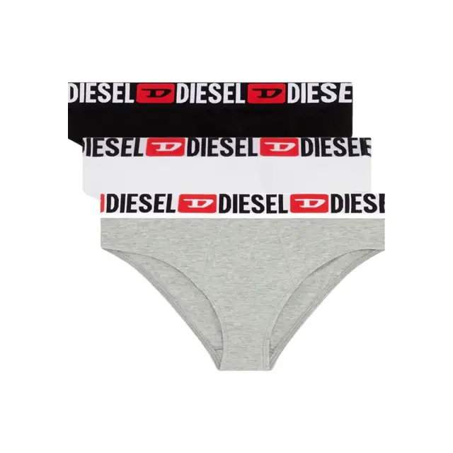 Diesel Γυναικείο Slip TD All Over Logo - Τριπλό Πακέτο, Χρώμα Μαύρο-Γκρι - S