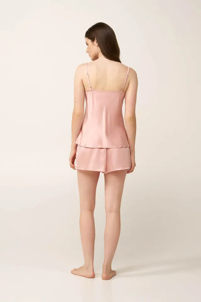 Vamp Πιτζαμάκι Baby Doll Σατέν 100% Βισκόζη Rose Dusty 3