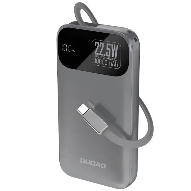 Φορτιστής Ανάγκης Dudao K31 22.5W 10000mAh PD QC με Ενσωματωμένο Retractable Καλώδιο Γκρι N71363