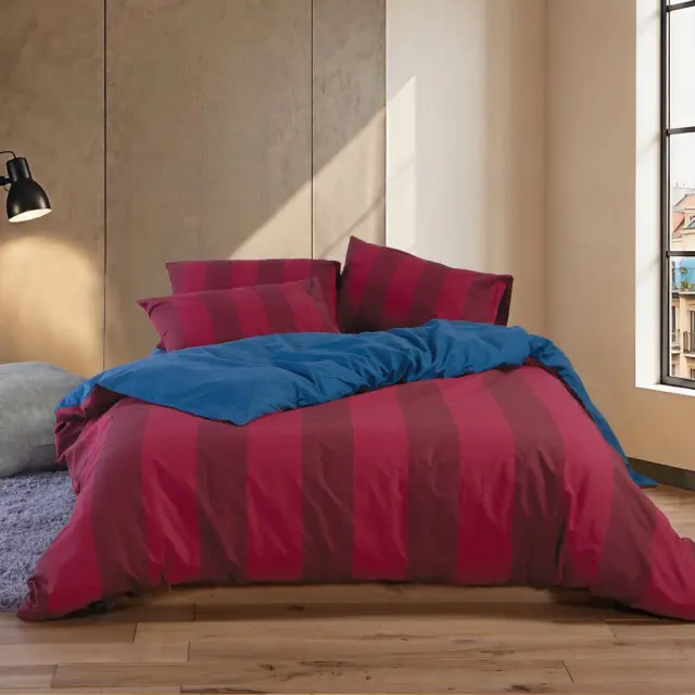 ΣΕΤ ΣΕΝΤΟΝΙΑ ΥΠΕΡΔΙΠΛΑ CASUAL VERTIA ΜΕ ΛΑΣΤΙΧΟ NEF-NEF HOMEWARE, 100% ΒΑΜΒΑΚΙ - BORDO (039619)