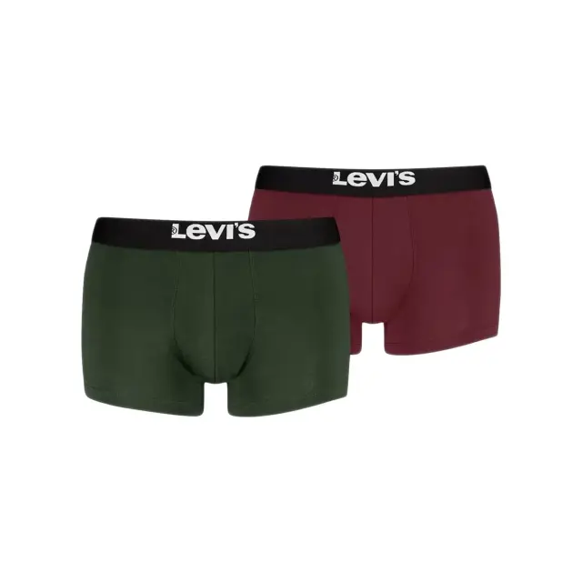 Levi's Ανδρικό Boxer Solid Basic Organic Cotton Trunk - Διπλό Πακέτο, Χρώμα Πράσινο-Κόκκινο - XL
