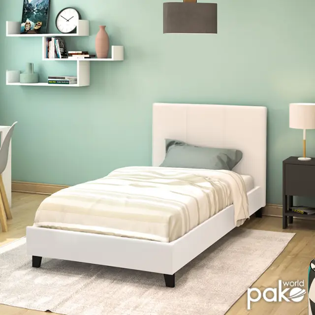 Κρεβάτι Nevil pakoworld 100x200 PU χρώμα λευκό ματ 2