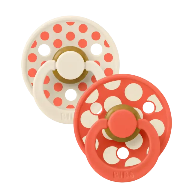 BIBS – STUDIO COLLECTION ΣΕΤ ΠΙΠΙΛΕΣ 2ΤΜΧ – POLKA DOT IVORY/TANGO – ΣΤΡΟΓΓΥΛΗ No1