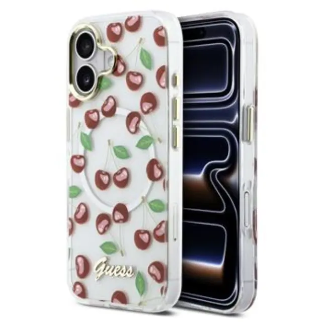 Guess IML Glitter Cherry MagSafe Case for iPhone 17