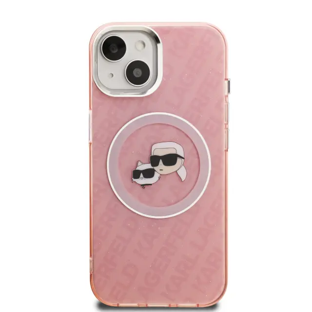 Karl Lagerfeld IML K&CH Heads Repeated Logo MagSafe Case for iPhone 15 Pink 3