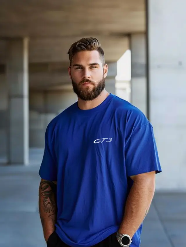 T-shirt Noshame® μπλέ Royal με τύπωμα - P122450 - 3XL