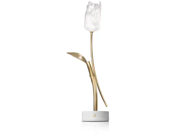 Επαναφορτιζόμενο Φωτιστικό Tulip Battery OS Λευκό LED 2700K Soft Touch Dimmer Άσπρο Ορείχαλκος 2