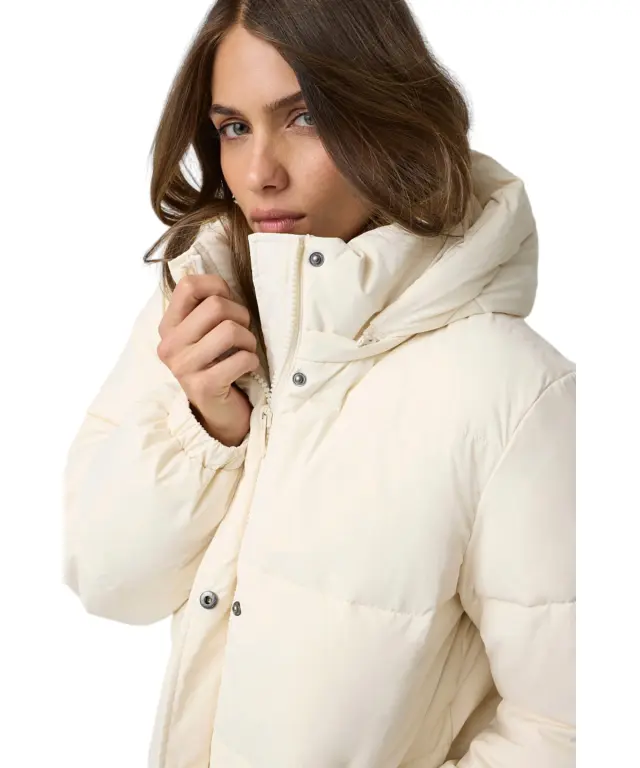 Guess - Γυναικείο Φουσκωτό Μπουφάν με Κουκούλα W6BL27W3793-G053 Λευκό/Ασημί 3