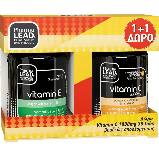 Pharmalead Vitamin E 150mg 30 μαλακές κάψουλες & Vitamin C 1000mg 30 ταμπλέτες