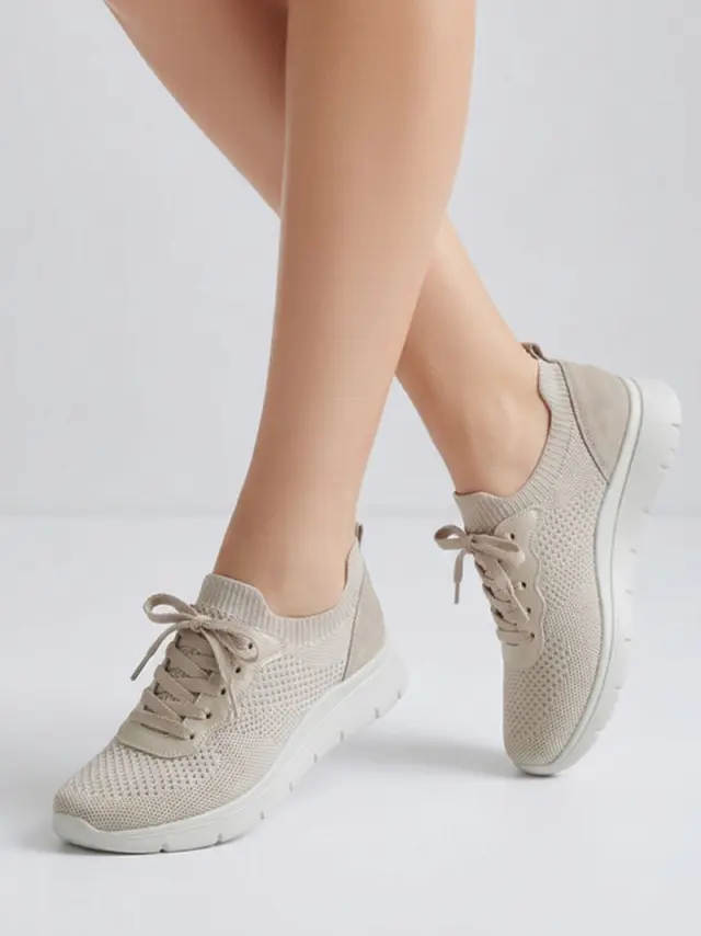 Imac Sneakers Γυναικείο ύφασμα/δέρμα Μπεζ IMA/106210 CREAM 2
