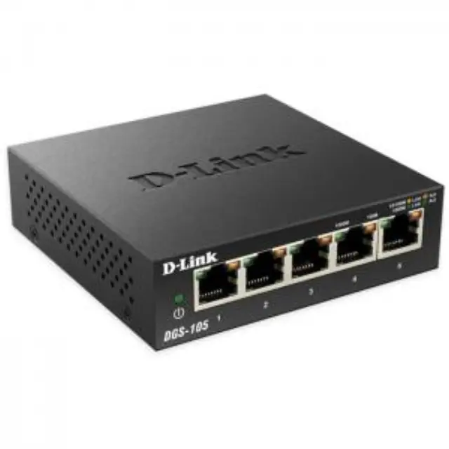 D-Link - DGS-105 - 5-Port 10/100/1000 Gigabit Metal Housing Desktop Switch Black - Computers 2
