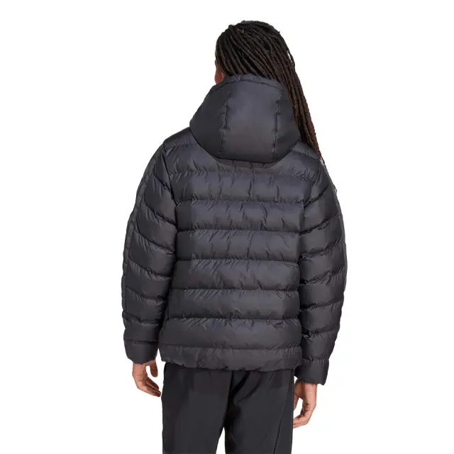 adidas Sportswear Men's Essentials 3Stripes Synthetic Down Hooded Jacket Μαύρο KE8328 (adidas Sportswear) - Small 2