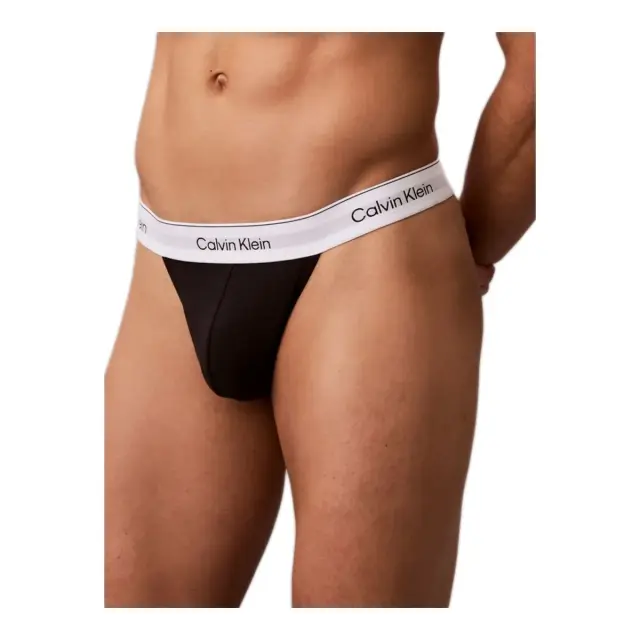 Calvin Klein Ανδρικό String Modern Cotton Thong - Τριπλό Πακέτο, Χρώμα Black-Diamond Logo Black-Classic Wh - S 3