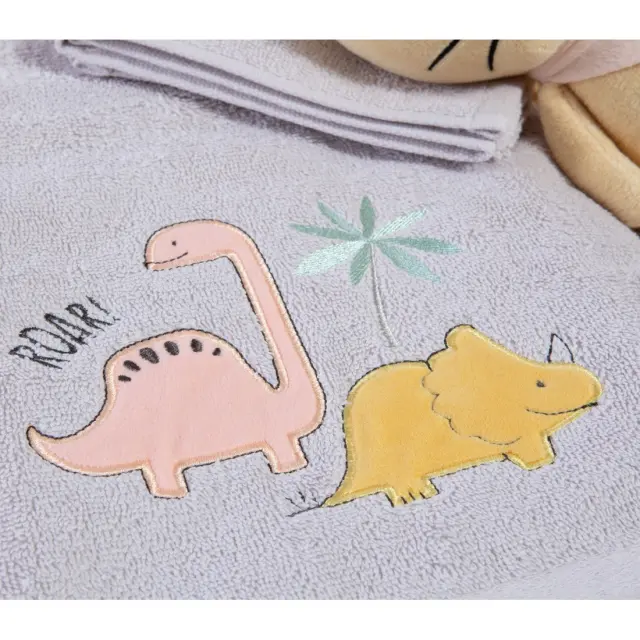Σετ Παιδικές Πετσέτες 2 Τεμαχίων Nef-Nef Dinosaur Art Wind Grey 30x50+70x140 3