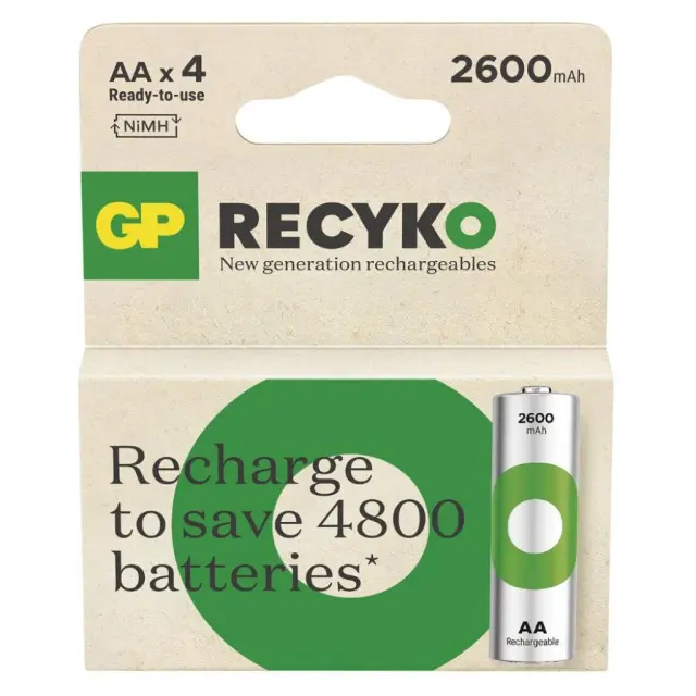 GP ReCyko 2600mAh rechargeable batteries AA / R6 Ni-MH (GPB20440) GP BATTERIES