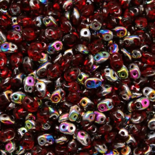 Χάντρα Superduo - Ruby Vitrail - 2.5x5mm ~7gr