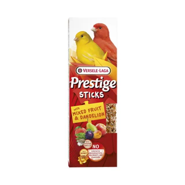 Versele Laga Prestige Sticks Canaries με Mix Φρούτων & Πικραλίδα 2x30gr